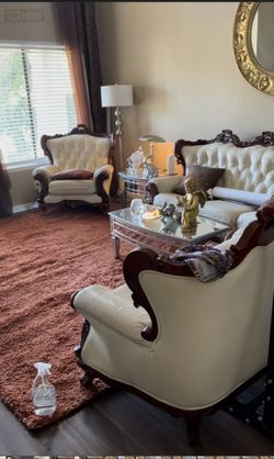 Leather French Provential Living Room Set