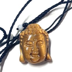 Tiger eye kwan yin religious Buddha pendant necklace