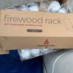 FireProof Pros Firewood Rack Outdoor and Indoor Firewood Storage with Kindling Wood Hooks. 
