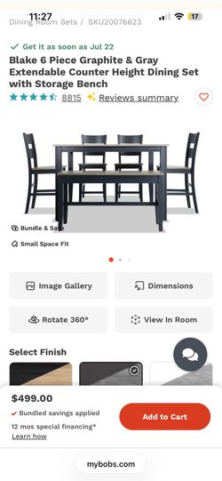 Counter height dining room table