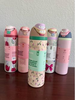 FreeSip Insulated Stainless Steel Water Bottle with Straw for Sports and Travel, BPA-Free, 24oz, Dreamy Field
