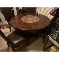 Kitchen/dining Table With Marble Lazy Susan 