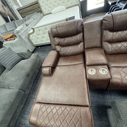 Leather Sectional Chaise