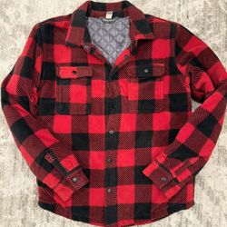 Eddie Bauer Boys Buffalo Plaid Red Shirt Jacket, Medium 10/12