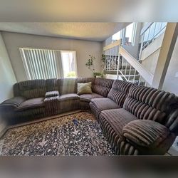 Chocolate Color Manual Motion Sectional Sofa Set