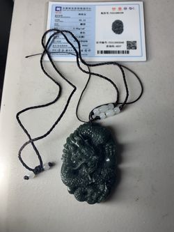 Jade Dragon Pendant Necklace With Authenticity Card