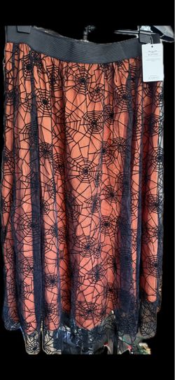 Halloween Spiderweb Midi Skirt Sz XL