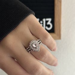 Teardrop Cubic Zirconia Ring Light Pink Ring with rhinestones size 6