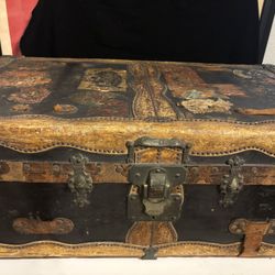 W.W.Winship Travelling Goods Antique Steamer Trunk Circa 1900