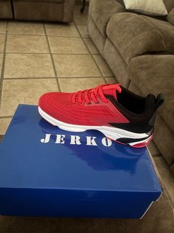 Unisex red athletic shoes