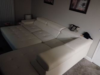 White sectional leather