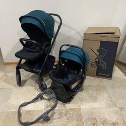 2022 Nuna Mixx Next Stroller With Car Seat With Green Canopy