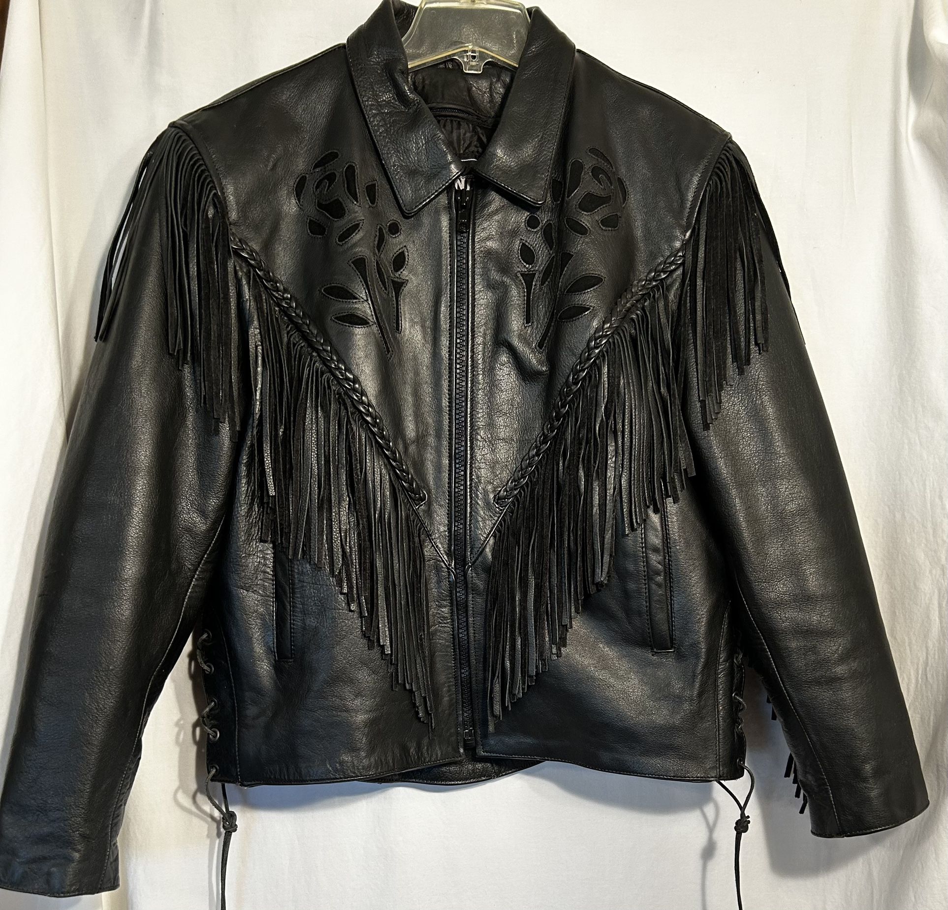 WOMENS XL HEAVY LEATHER MOTORCYCLE JACKET