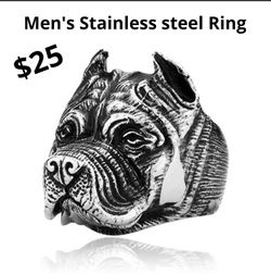 Men’s stainless steel “pit bull” ring - NEW