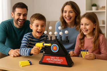🧸🎯 Table Top Target Game 🔫 Foam Dart Blaster – Family Fun Set! 👨👩👧👦✨