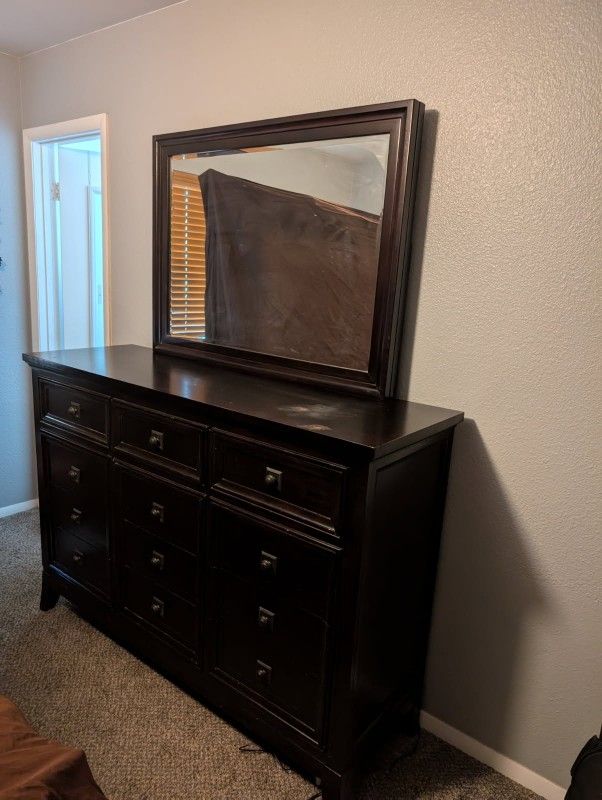 Dresser And End Tables With Attached Mirror