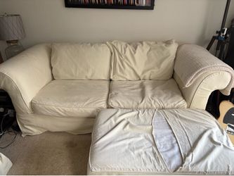 Pottery Barn Furniture Set (Rolled Arm Sofa Sleeper and Armed Chairs)