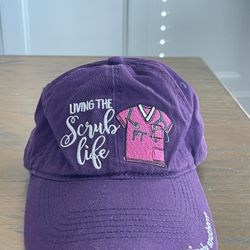 Simply Southern Hat Cap Purple Pink Strap Back Scrub Life Nurse Doctor RN Womens