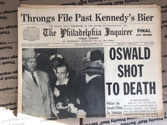 Philadelphia Inquirer Jfk Oswald Shot To Death Newspaper 