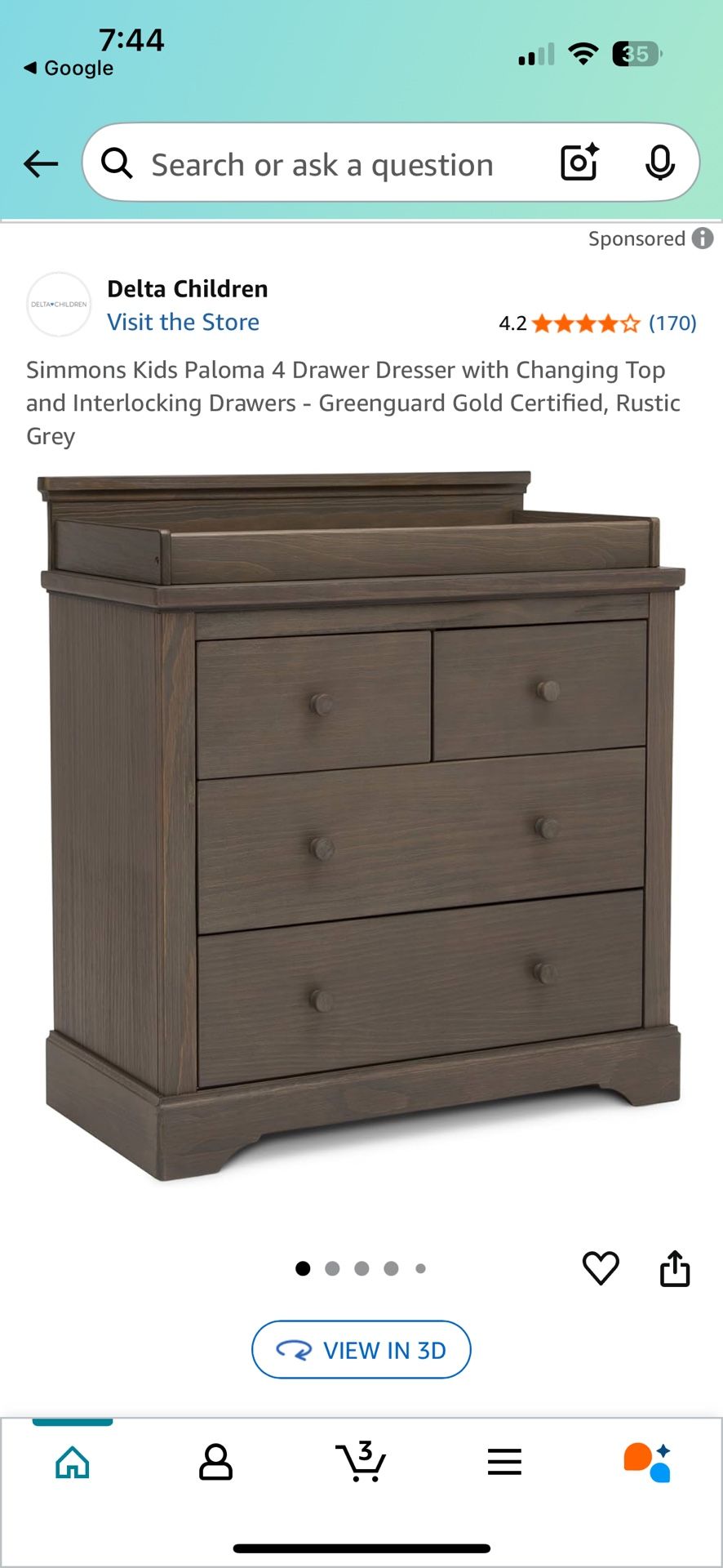 Simmons Kids Paloma 4 Drawer Dresser with Changing Top and Interlocking Drawers