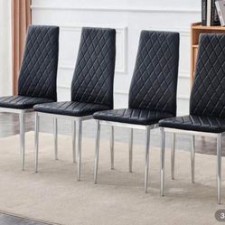4 CHAIR BKACK FAUX LEATHER