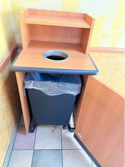 Big Trash Can For  Restaurant  Wood Good Condition In Subway