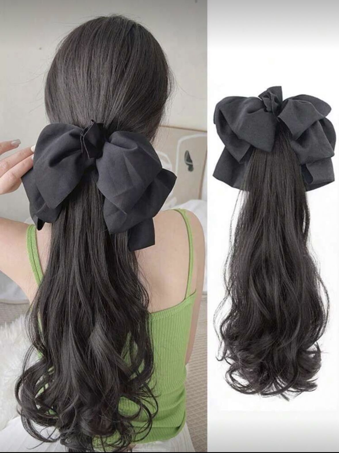 Wig Female Ponytail Hair Band Clip, Integrated Clip, Ponytail Fluffy Hair Volume Natural Low Tie Fake Ponytail Hair Accessories Bow Hair Clips Fashion