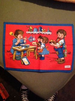 3 vintage german cloth place mats