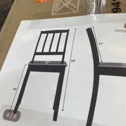 Wood Dining Chair Set of 2 with Rubber Wood Legs