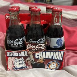 UCONN CHAMPIONS COMMEMORATIVE 1999 COCA-COlA BOTTLES UNOPENED/UNUSED