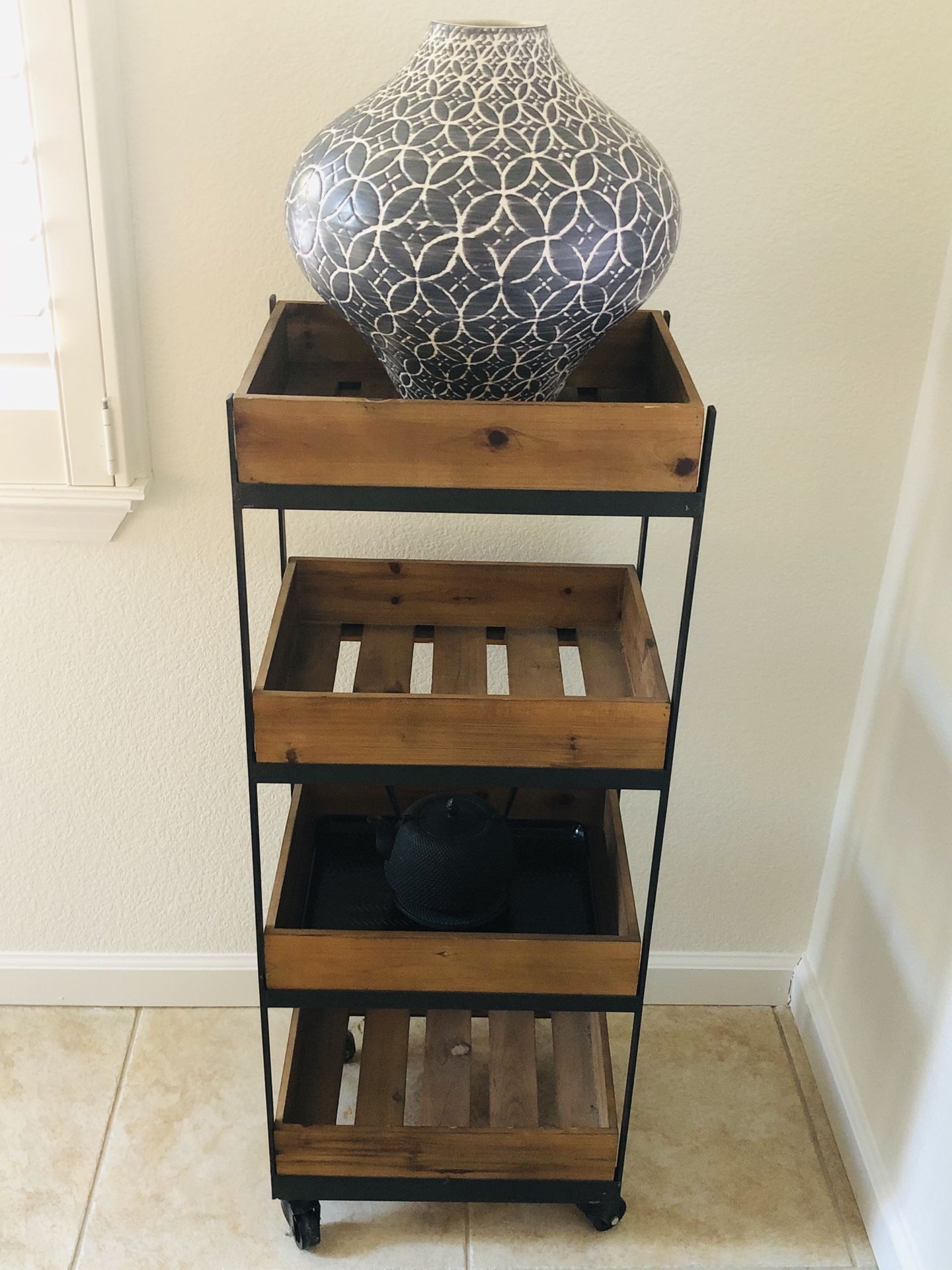 Rolling wooden cart