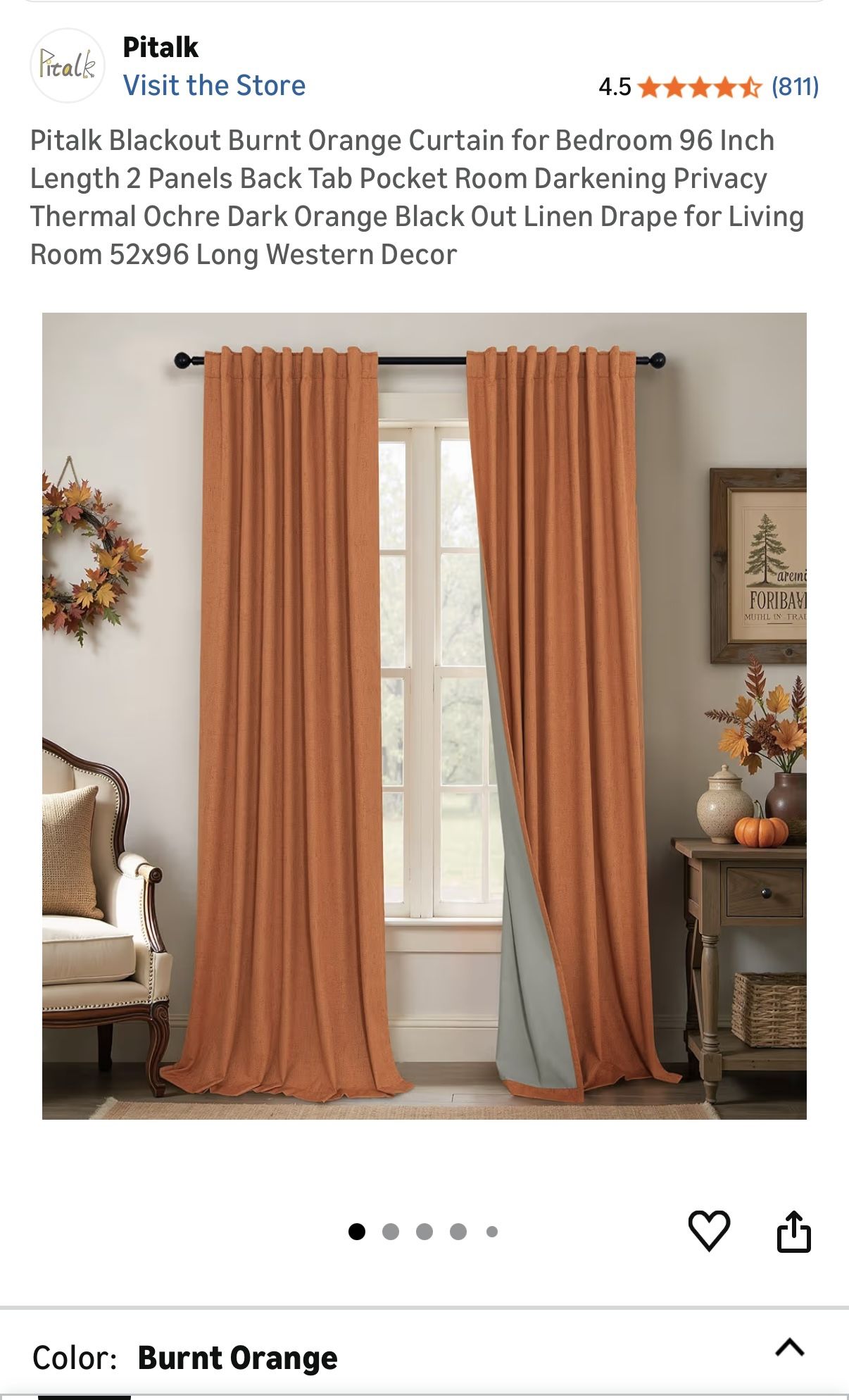 Blackout Burnt Orange curtains