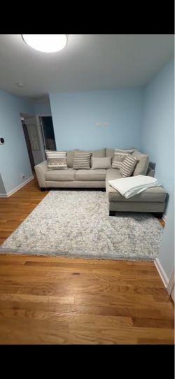 Beige Fabric L shaped Sofa with Chaise