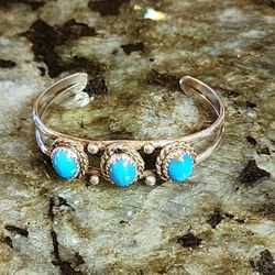 (Kids) Small Sterling Silver Turquoise Bracelet