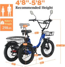🔥 NARRAK ELECTRIC TRICYCLE FOR ADULTS 🔥  🚲 Stable • Foldable • Comfortable  ⚡ 700W Peak Motor 🔋 468Wh Removable Battery 🛞 18” × 3.0 Fat Tires 🚲 