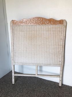 Vintage Pier 1 “Jamaica Collection” White Washed Wicker Twin Headboard 