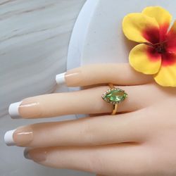 Green Gemstone Ring, Size 8