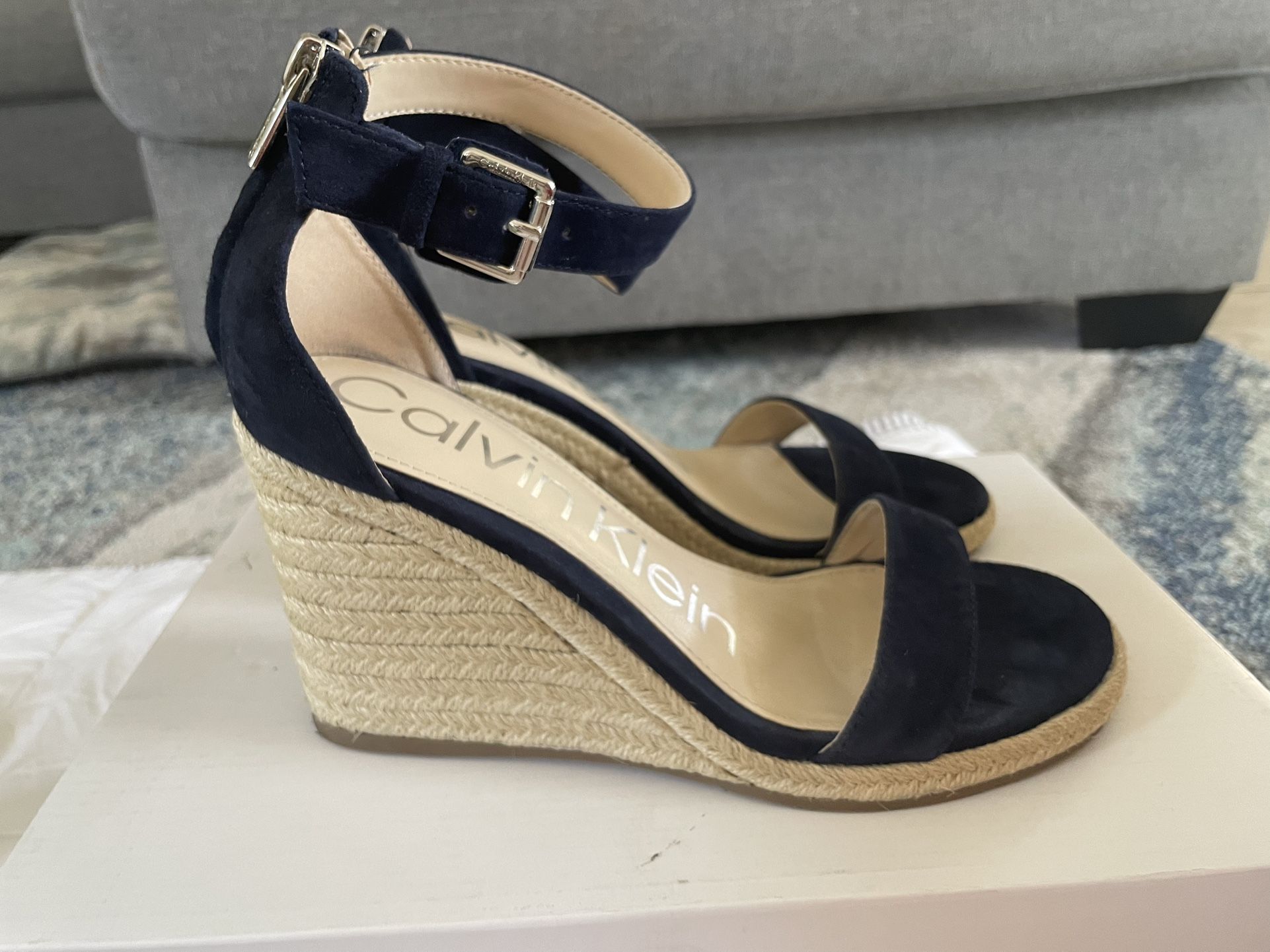 Navy Wedge Heels