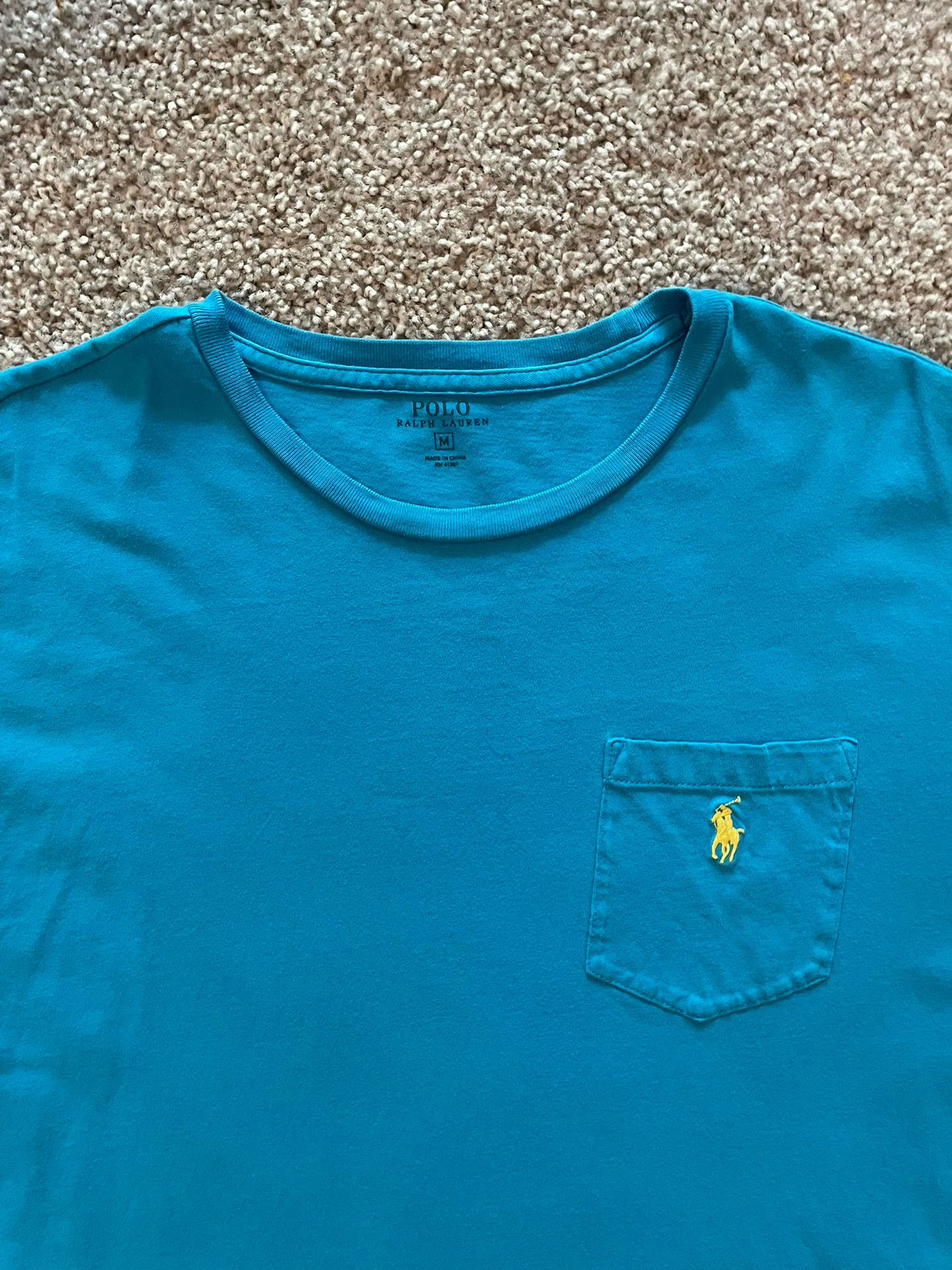 Polo Ralph Lauren T Shirt Men Light Blue Short Sleeve Pocket Crew Neck