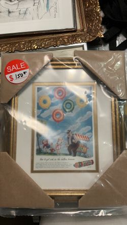 framed vintage 1946 Life Savers candy advertisement featuring children holding balloon-shaped candies With Certificate Of Authenticity 