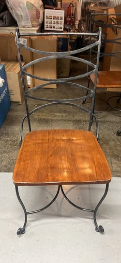 Set of 6 Wrought Iron Dining Chairs – Solid Wood Seats – Tuscan/Mediterranean Style