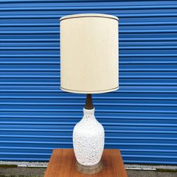Mid Century Modern Wood And Ceramic Lamp