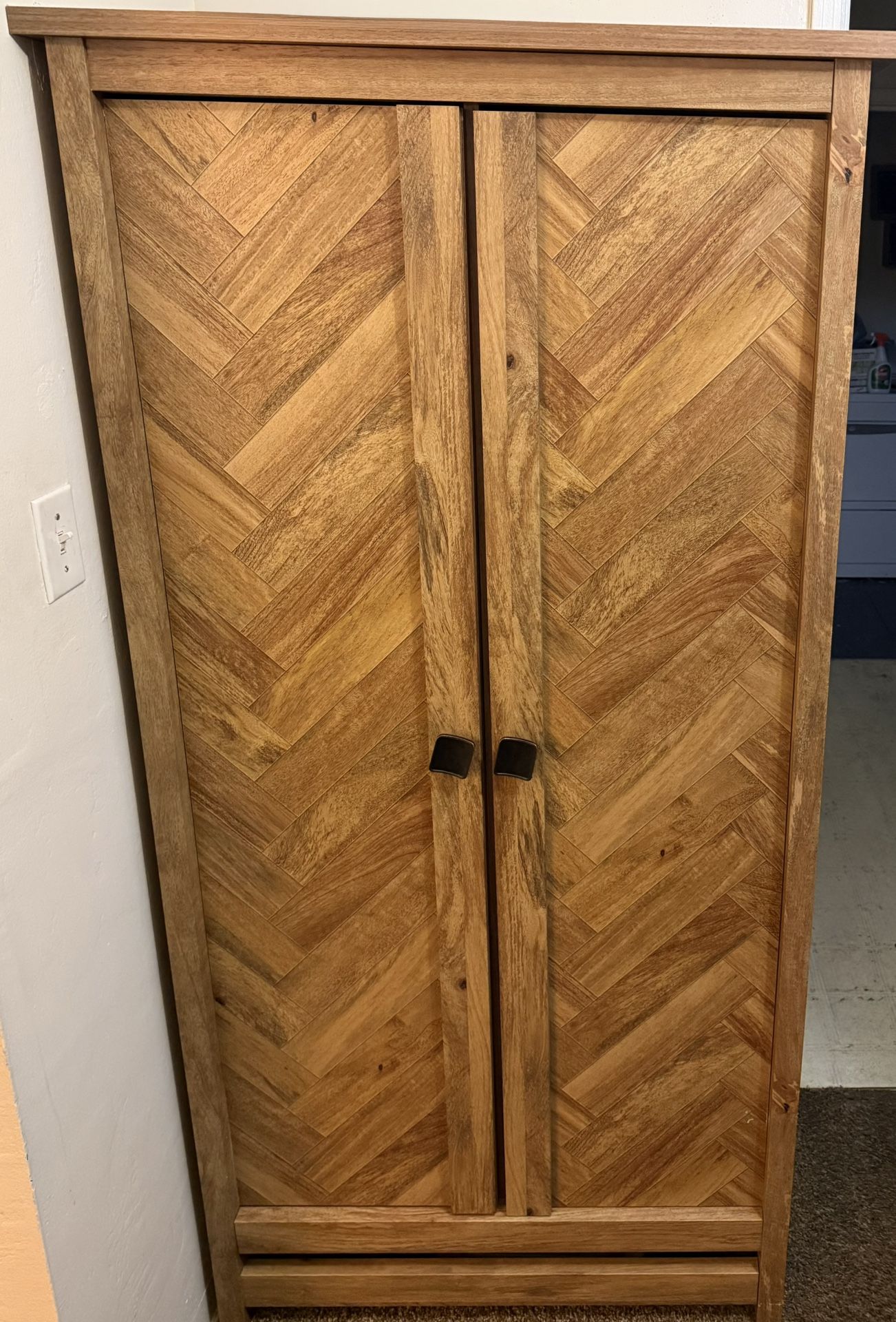 Sauder Cannery Bridge Engineered Wood Storage Cabinet in Sindoori Mango/Natural