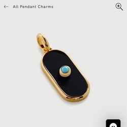 Monica  Vinader Gemstone Tablet Pendant Charm 18k Gold Vermeil & Black Onyx