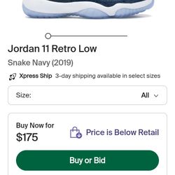Jordan 11 Retro Snakeskin Size 12