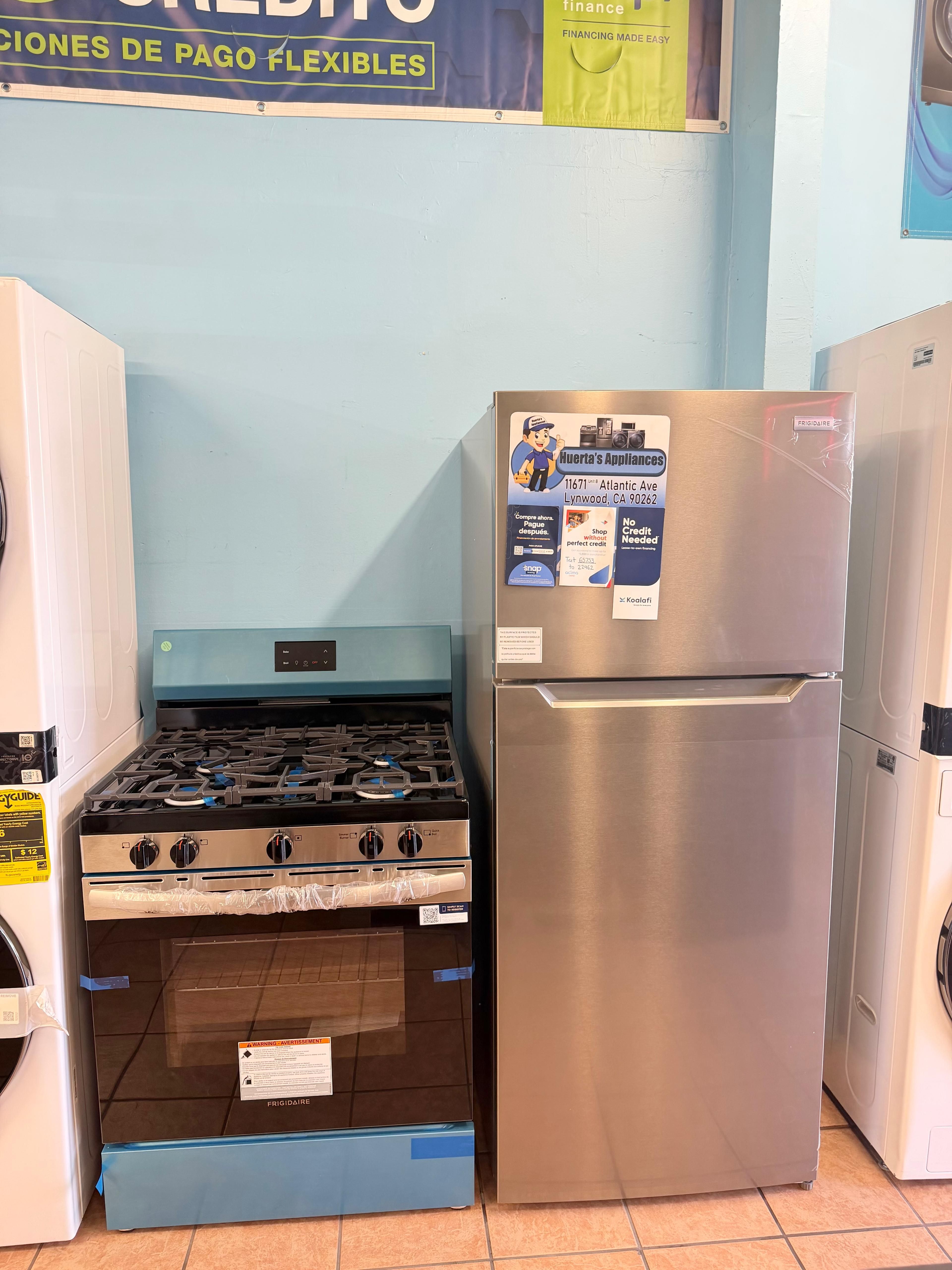 New Frigidaire Refrigerator and Stove Stainless Steel