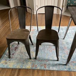Wood & Metal Kitchen  / Dining Table & 2 Chairs - Like New!