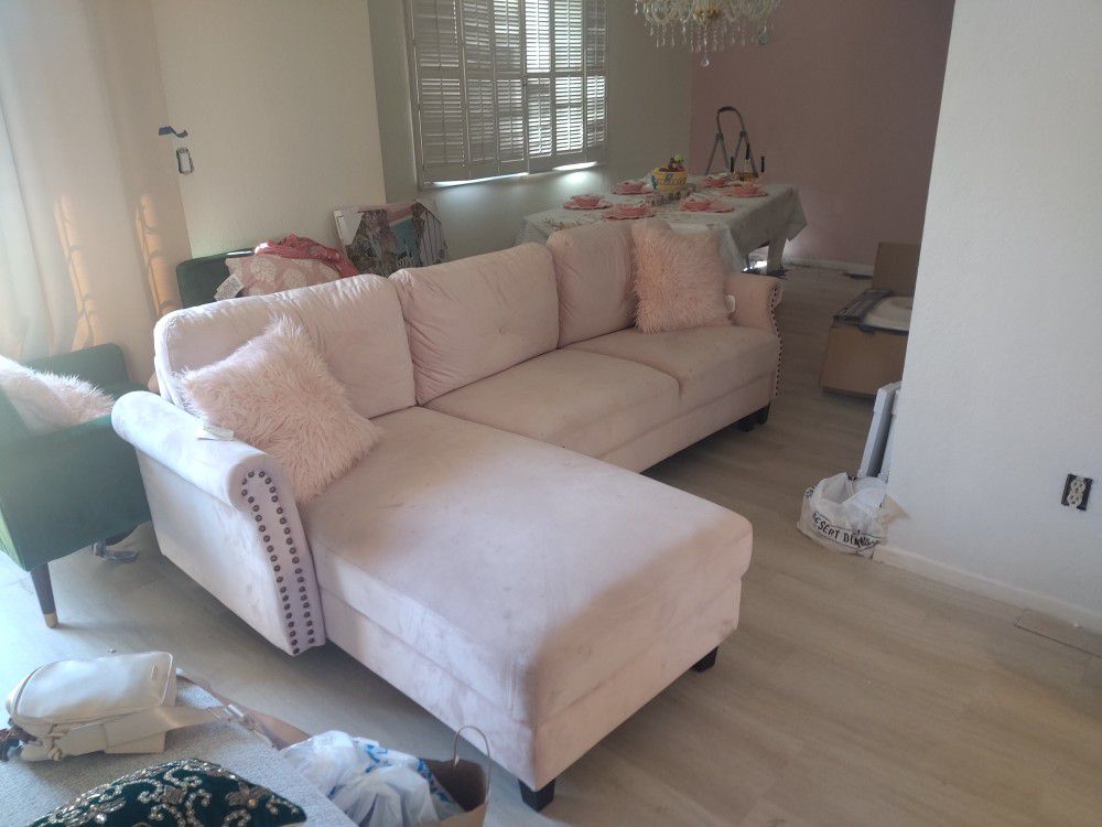 Beautiful Baby Pink Sectional Sofa