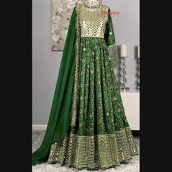 Green Afghan Dress w/ Pants & Scarf