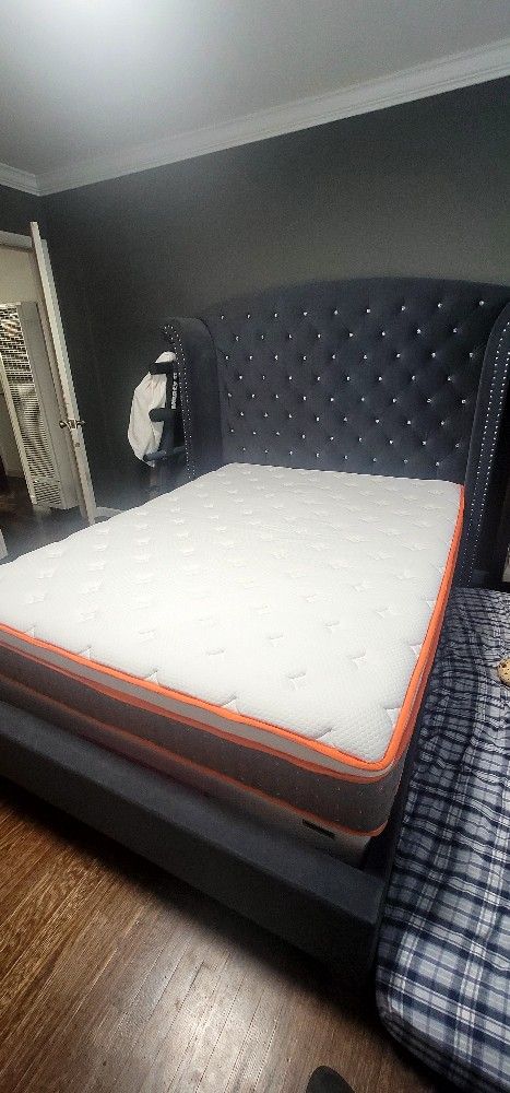 High Headboard And Bed Frame No Mattress And Box Spring